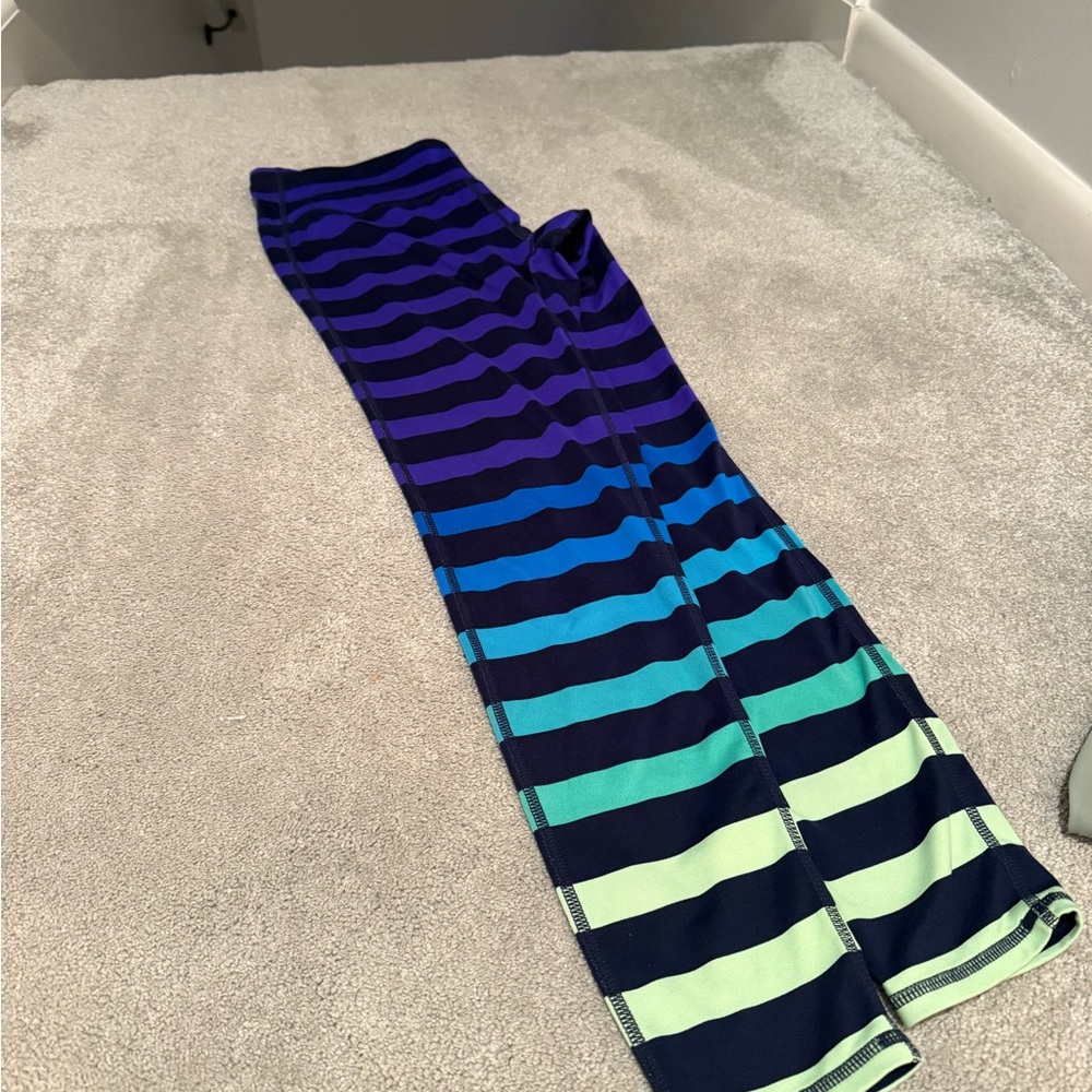 ATHLETA Striped Blue and Green Leggings